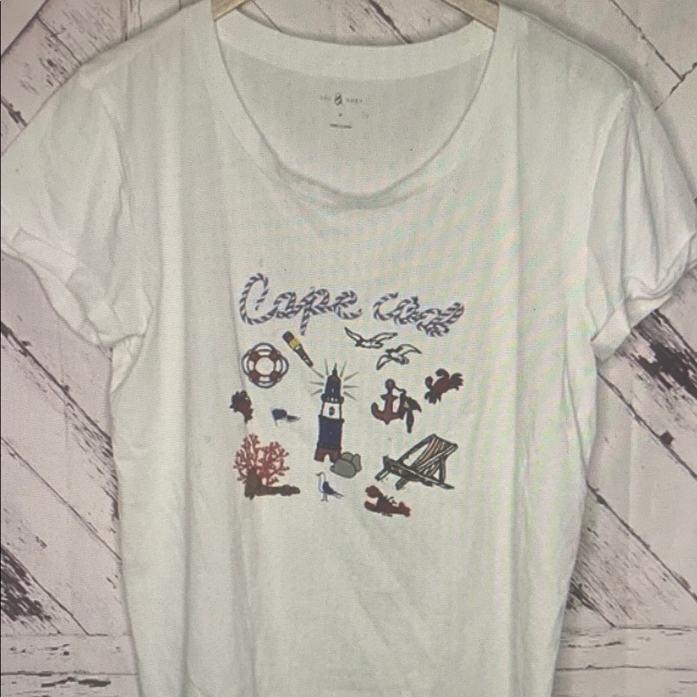 Lou & Grey White Short Sleeve Tee with Nautical Design
